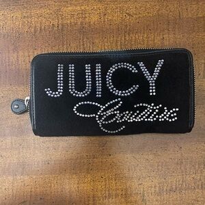 Large Vintage Black Juicy Couture Rhinestone Velour Wallet